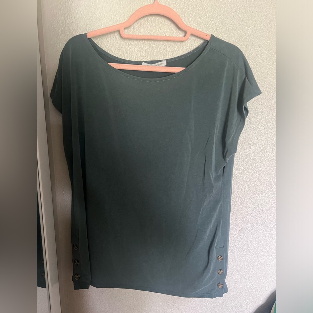 Soft green top with button detail
